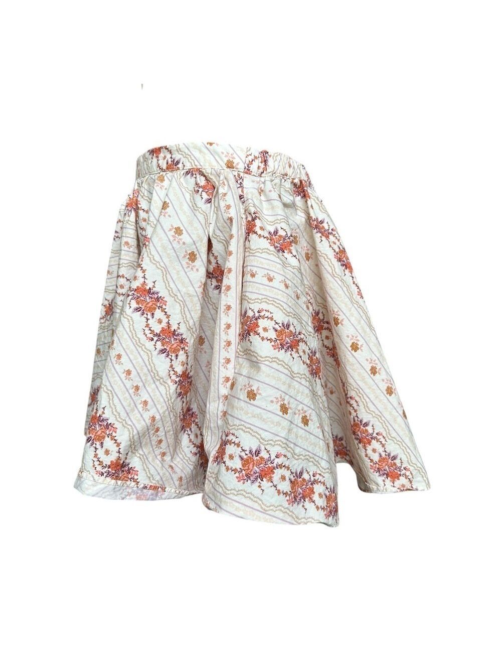 Free People Gaia Printed Mini Skirt Floral Cream Skirt Cotton Size M Festival - Picture 6 of 9